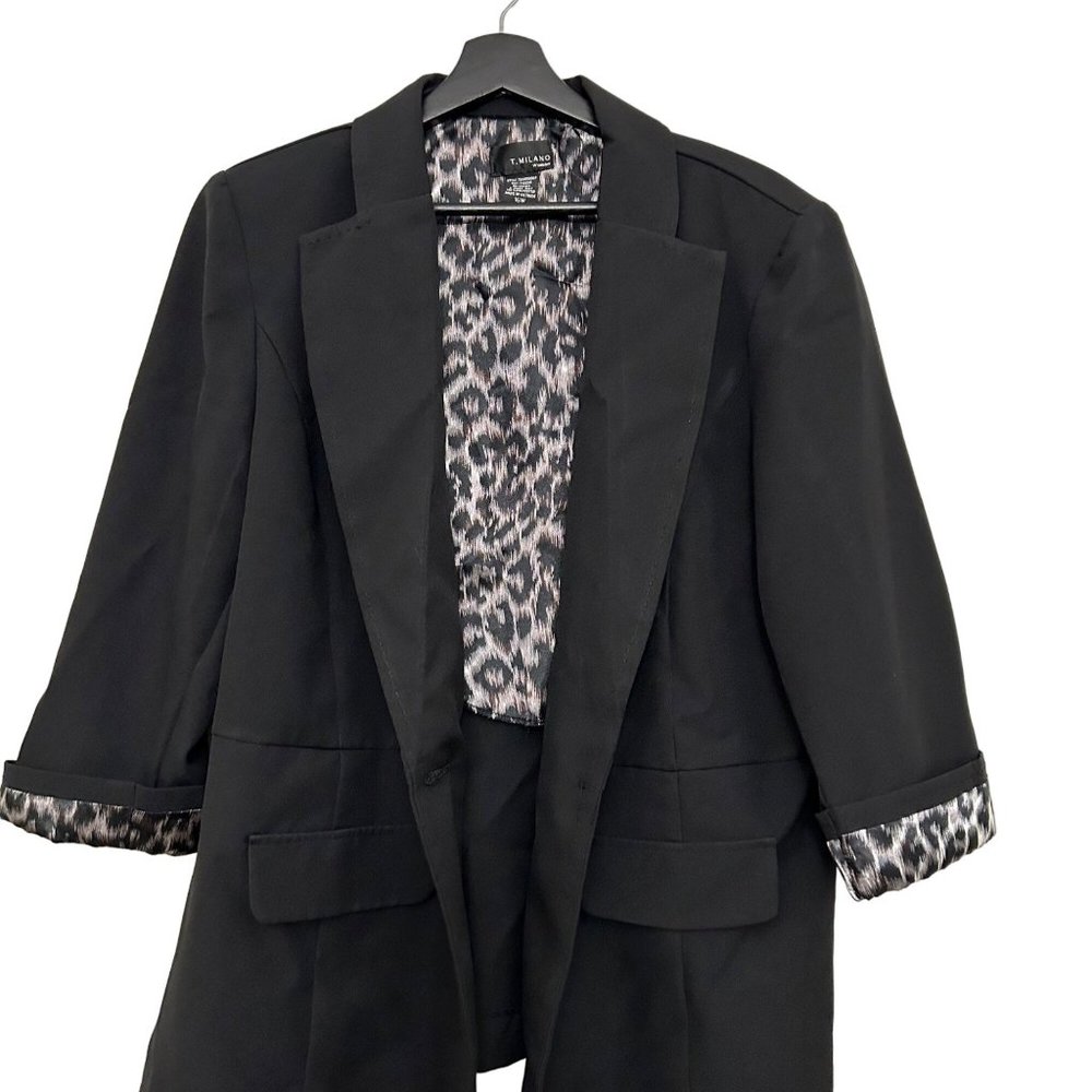 T Milano Womens  3/4 Sleeve Blazer Coat Black Size 16W Career and Church Outfit